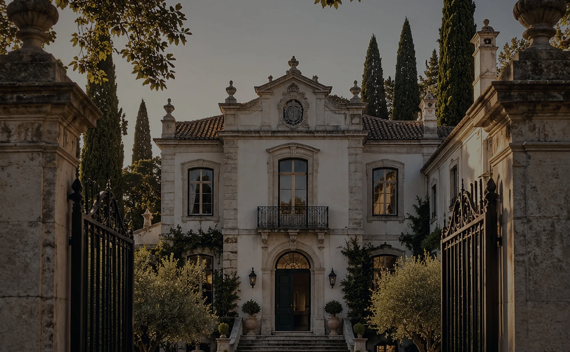 Conceptual view of a Portuguese manor house and gardens